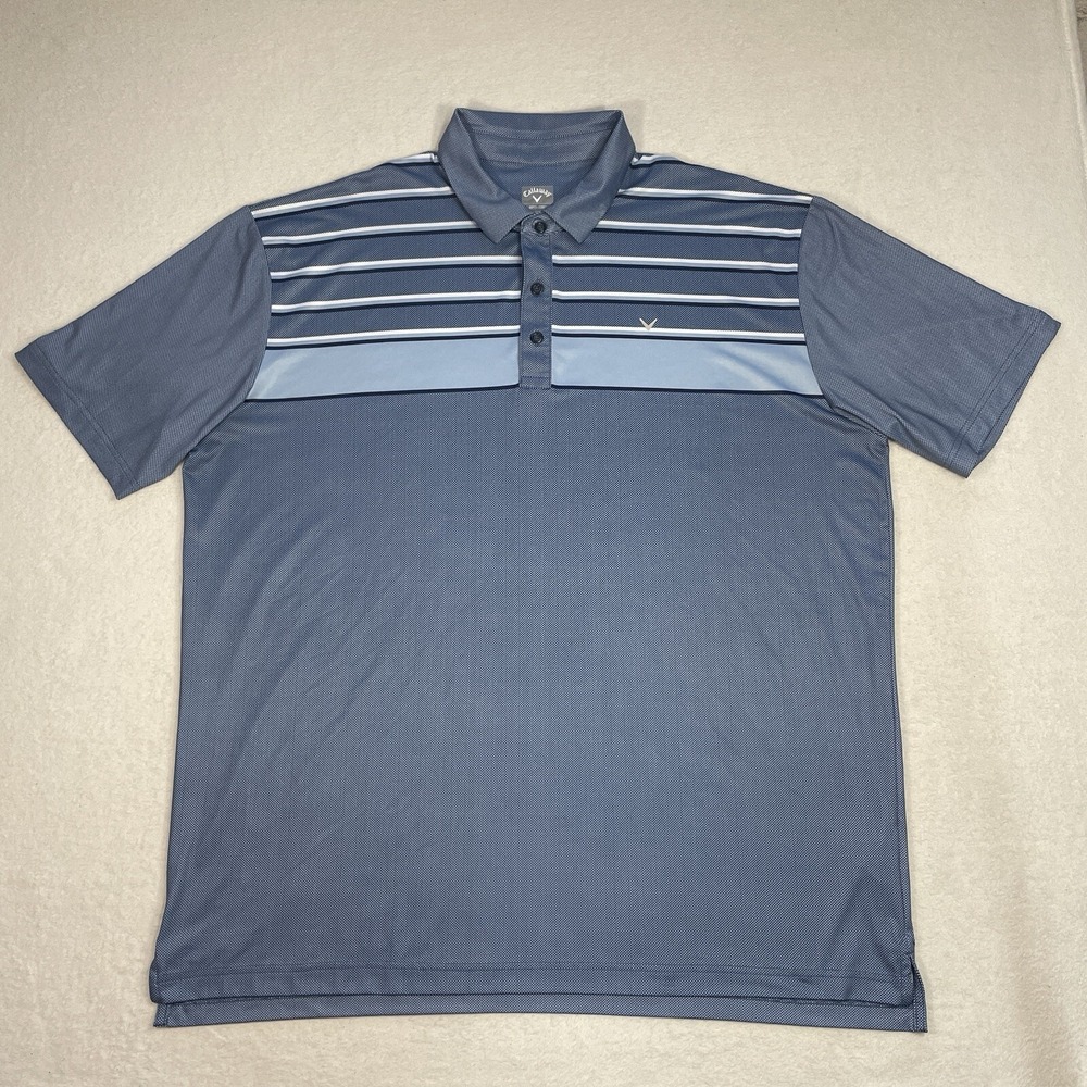 Callaway Opti-Dri Performance Stretch Golf Polo Shirt White & Blue XXL